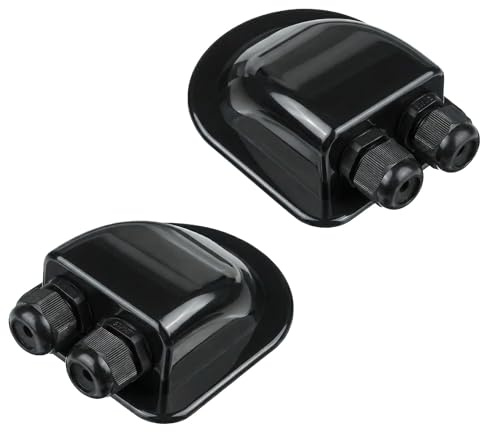 2PCS Passe-Toit IP68 Presse-étoupe Solaire étanche boîtier d'entrée de câble Double résistant aux intempéries, Caravane et Bateau Passe câble en ABS, Le Noir