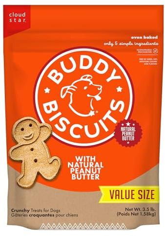 Buddy Biscuits Crunchy Dog Treats, Peanut Butter, 3.5 lbs. Bag