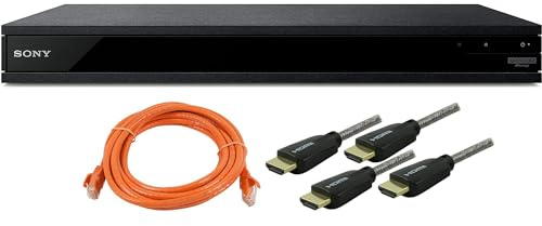 Sony UBP-X800M2 4K Ultra HD Blu-ray Player with HDR Bundle with 6-Feet High Speed Premium HDMI Cables and Ethernet Cable (3 Items)