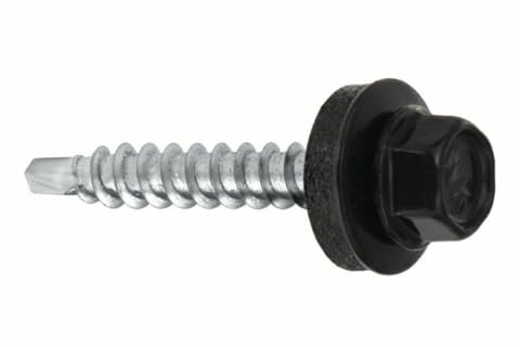 KLIMAS Trapetsskruvar borrskruvar tak fasadskruvar 4,8 x 25 mm 250 stycken – RAL: 9005 (svart)