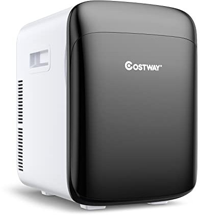 COSTWAY Mini Frigo 15L Réfrigérateur 2 en 1 Fonction de Refroidissement et de Chauffage, Température -3 ℃ ~ 50 ℃, Mini frigo Portable 76 KWh/an pour Maison/Voiture (Noir)