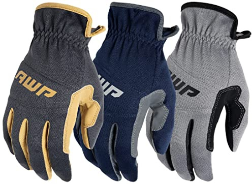 AWP Performance Utility Work Gloves for Men and Women, Touchscreen Compatible, X-Large, 3 Pair Pack