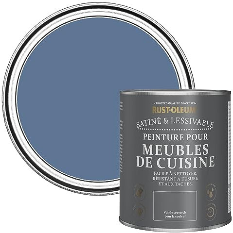 Rust-Oleum Blue Scrubbable Kitchen Cupboard Paint in Satin Finish - Blue River 750ml