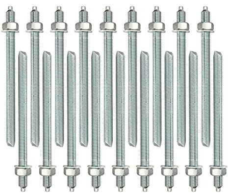 Isolbau Ankerstangen M16 x 300 mm - 20 Stück ETA Zulassung Gewindestange Verbundanker verzinkt mit Mutter & Unterlegscheibe Schwerlast-Anker Schwerlast-dübel