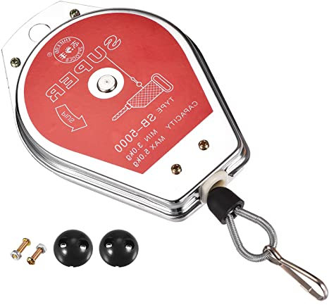 QUARKZMAN 145 x 100 x 38mm Resorte Equilibrador x 1uds Retráctil Colgante Herramienta con Montaje Accesorio para Montaje Líneas y Piezas Soldadura, [Rojo, Negro]