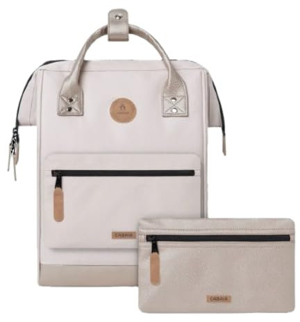 CABAIA - Sac à Dos Adventurer Alger - Medium 18L - Déperlant - Compartiment Ordinateur Portable 13 - 2 Poches - Certifié Vegan - Sac Voyage, Affaires, École pour Homme et Femme - Beige