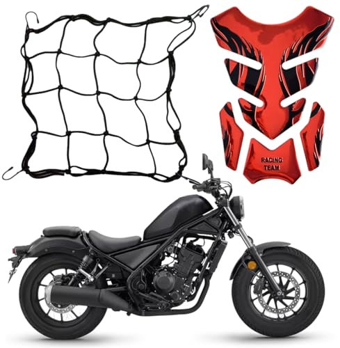 AVRUYPI Filet à bagages moto Filet à bagages moto, autocollant moto cool, autocollant boîte aux lettres moto, autocollant décalcomanie, filet à vélo avec 4 crochets, filet à bagages