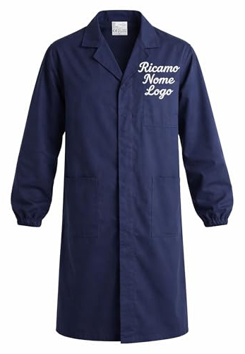 Ristohouse Camice da Lavoro Blu in 100% Cotone Massaua 260 g, Elastico ai Polsi, Personalizzabile con Ricamo (Blu, L)