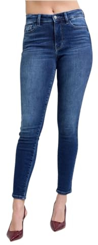 Judy Blue Mid Rise Thermal Vintage Skinny Jean (US, Numeric, 9, Regular, Regular, Blue)