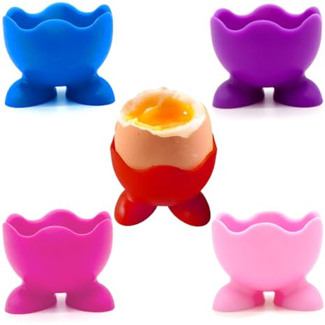 EIROVYA EIR 5 Pièces Coquetiers en Silicone Coloré,Coquetier Oeuf,étagères de Rangement pour œufs,Coquetier Intéressant,Lavable