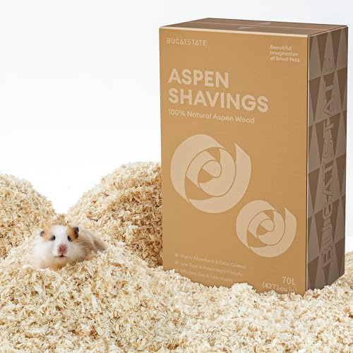 BUCATSTATE 70L Natural Aspen Ultra Fine Shavings Bedding for Hamster Guinea Pig Chinchilla Hedgehog