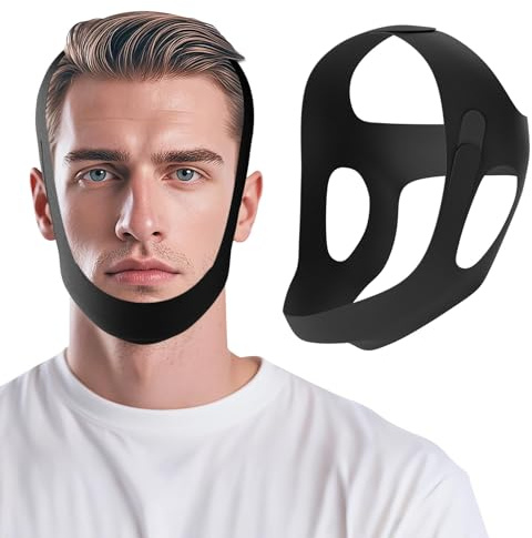 OHELEEP Anti Snore Chin Strap for CPAP Users, Snore Stopper Adjustable, Chin Strap for Sleeping Comfortable Stop Snoring Solution, Anti Snoring Devices Breathable and Reusable, Black, M