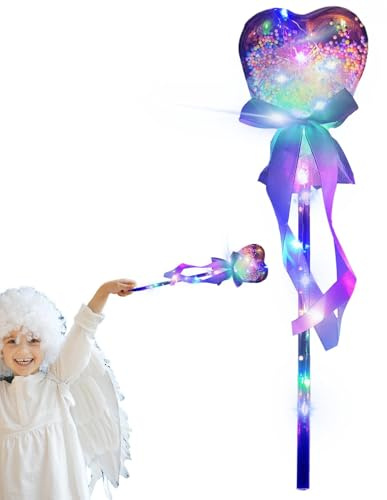 Yuemeuy Leuchtende Zauberstäbe für Kinder,Leuchtender, Spielzeugstab mit LED-Glühen, Leuchtender Prinzessinnen-für Kinder, lustige Rollenspiel-Requisite, Kindergeschenk, Geburtstagsspielzeug für und