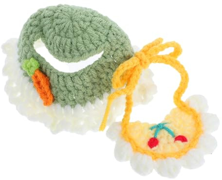 Uonlytech Accessori per Bambole con Copricapo Intrecciato e Bavaglino in Cotone Abbigliamento Adorabile per Bambole Compatibile con Labubu Facile da Pulire per Foto e Feste