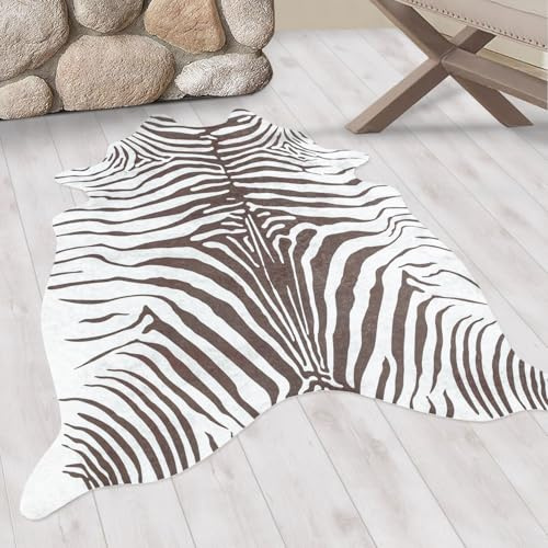 Ayyildiz Tappeto lavabile, finta pelle di mucca, colore marrone e bianco, tappeto per il soggiorno