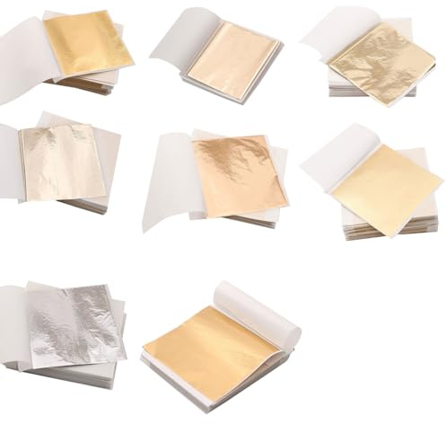 WakiHong 400 Imitación Lámina de Oro 8×8.5cm Hojas Pan de Oro Imitación
