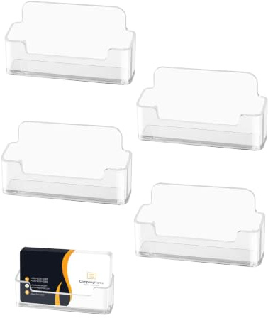 MenYiYDS Porta Tarjetas de Visita 4 Piezas Transparente de Plástico 2mm Organizador Escritorio Oficina Caja Tarjetero Expositor Mesa Soporte Acrílico Display