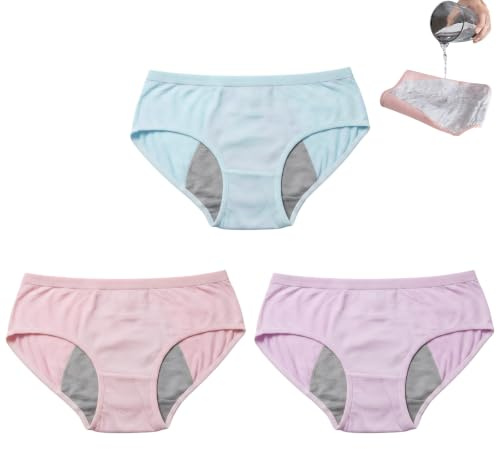 3 Piezas Bragas Incontinencia Mujer, Algodón Calzones Menstruales Protectores, Lavable Bragas De Cintura Alta A Prueba, Reutilizable, Para Uso Diario Y Nocturno(XL)