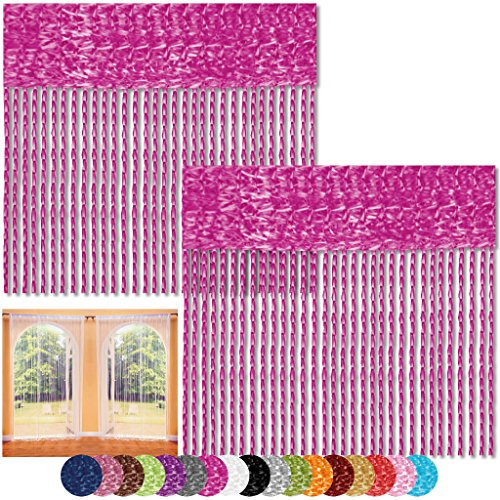 Bestlivings Fadenvorhang 2er Pack Gardine Raumteiler, Auswahl: 90x240 pink - neon pink