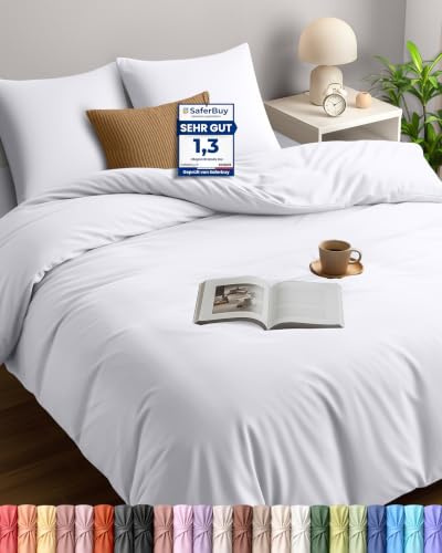 Utopia Bedding Påslakanset - Påslakan I Mjuk Mikrofiber Polyester 200x200 cm Med 2 Örngott 80x80 cm - Påslakanset För Sängkläder - Vit