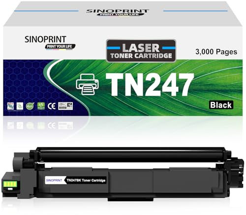 SINOPRINT Kompatibel Brother TN-247BK Brother TN247 BK TN-243BK Toner Brother MFC L3750CDW Schwarz DCP-L3550CDW MFC-L3750CDW MFC-L3770CDW HL-L3230CDW DCP-L3510CDW HL-L3210CW MFC-L3730CDN (1 Schwarz)