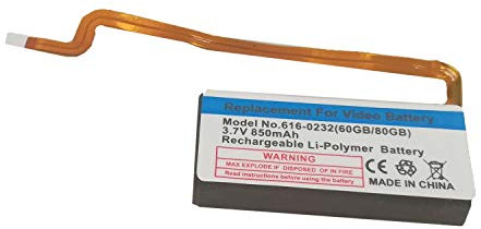 6160232 B5LAA Reemplazo de batería para Apple iPod 5th Generation 80G Battery 5th Generation 60G 5th Generation 80G Video 60G(3.7V 850mah)