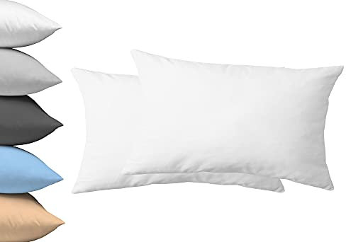 2er Set Kopfkissenbezug 40x60cm, Doppelpack Kissenbezug, Serie Jasmin - kuschelig weich - Weiß, 100% Baumwolle