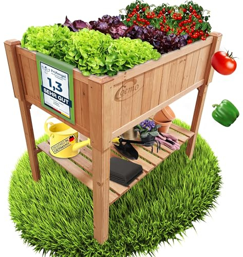 Coemo Hochbeet Holz 120 x 40 x 90 cm mit Ablageboden Frühbeet Pflanztrog Bausatz für Gemüse, Kräuter im Garten, Terrasse und Balkon Deko -auch als Sichtschutz nutzbar