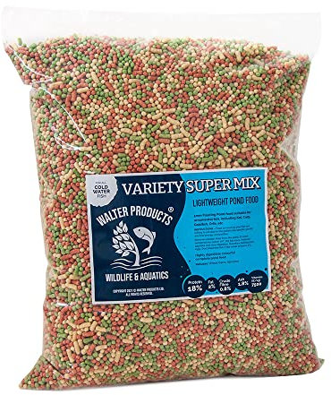 Walter Products Variety Super Mix 10L Refill Bag – Premium Coldwater Pond Fish Food with Wheat Germ & Spirulina for Clear Water & Healthy Fish