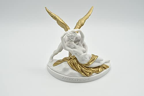 GINGERSHOPONLINE Busto Statua Design: Amore e Psiche (Oro) - Riproduzione busto, scultura in marmo e resina - circa 13 cm, 350 gr. - Prodotto Made in Italy - Idea Regalo Casa