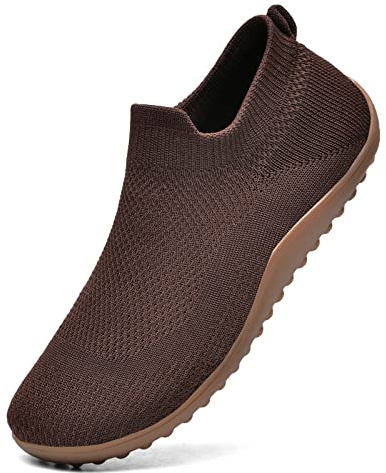 KBZone Womens Slip on Minimalist Barefoot Sock Shoes for Women Comfortable Foot Shape Walking Shoes Brown