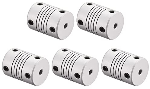 PATIKIL Da 4mm a 5mm L25xP19 Alluminio Lega Albero Giunto Flessibile Attacco Motore Connettore Giunto per Fai da Te Argento Tono,2pz