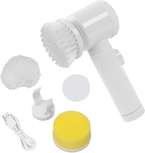 AntDau71 - Spazzola Elettrica Rotante per Pulizia con 3 testine sostituibili Spin Scrubber elettrico Electric Cleaning Magic Brush per la pulizia di cucina vasca da bagno piastrelle pavimento