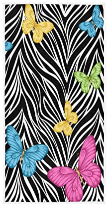 YOUJUNER Handtücher Zebramuster Bunt Schmetterling Dekor Fingerspitze Weiches Gesicht Handtuch Saugfähig Badezimmer Küche Handtücher