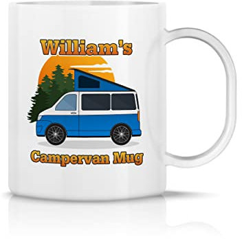 iCaseDesigner Personalised Campervan Lightweight Polymer Plastic Mug. Multiple Colour, Window & PopTop Combinations. Any Name and Message. Shatter & Crack Proof