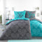 BaSaTex Microfaser Partner Bettwäsche mit Wendemotiv | 2X 155x220 Bettbezug + 2X 80x80 Kissenbezug | Mikrofaser Bettwäsche Set 4 teilig für Paare | Design: Ornaments Hearts Turquoise