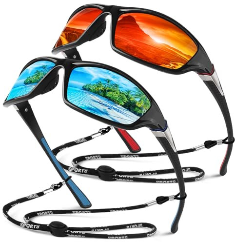 Sunier Sonnenbrille Herren Polarisiert Sport Fahrradbrille Herren Verspiegelt, Unzerbrechliche Angeln Fahren mit 100% UV400-Schutz Cat 3 CE