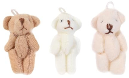 NyxSeat 3 Stück Bärenanhänger, 4 cm große Plüsch-Teddybären, Minibären, Plüschtieranhänger, Bärenpuppen, Bärendekorationen