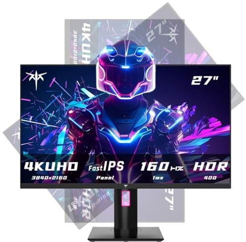 KTC 27 Inch 4K Gaming Monitor, UHD 160Hz/144Hz 1ms Fast IPS Monitor, Freesync/G-Sync, HDR400, 132% sRGB, HDMI DisplayPort, VESA, Tilt/Height/Pivot Adjustable, H27P22S