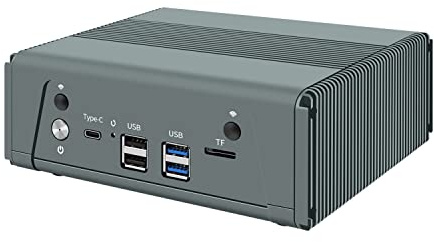 HUNSN Micro Firewall Appliance, Mini PC, VPN, Router PC, AMD Ryzen 5 5500U, RJ11, 4 x Intel 2.5GbE I226-V LAN, Type-C, TF, HDMI, DP, Barebone, NO RAM, NO Storage, NO System