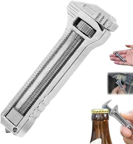 Mini Multitool Schraubenschlüssel - Kompakt Aus Titan Mit Flaschenöffner, Bieröffner, Nagelzieher - Verstellbar (1 Stück)