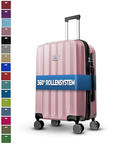 MY TRAVEL BAG Hartschalen-Koffer Trolley ABS Reisekoffer 4 Zwillingsrollen (Handgepäck-Mittel-Groß-Set) + 5cm Dehnungsfuge (Rose-Gold, Mittlerer Koffer (65cm))