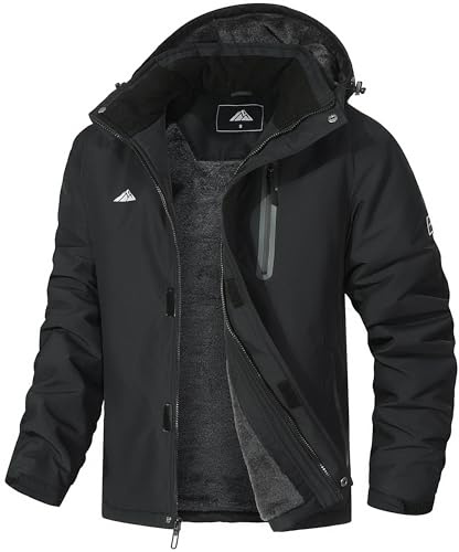 MAOYSSEN Men's Mountain Ski Jacket Warm Winter Snow Coat Waterproof Snowboarding Jacket Outdoor Windbreaker Hooded for Hiking