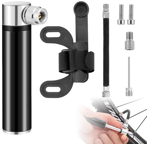 Riisoyu Mini Pompa Bici, 120 PSI Mini Pompa Portatile per Bicicletta Pompa per Pallacanestro Pompa da Strada per Bici da Strada Compatibile con Valvola Presta/Schrader per Bici da Corsa, Mountain Bike