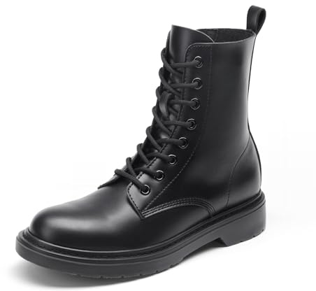 DREAM PAIRS Women Combat Boots Lace-up Low Heel Ankle Booties,Size 5,Black-Matte,DWUMAB2539