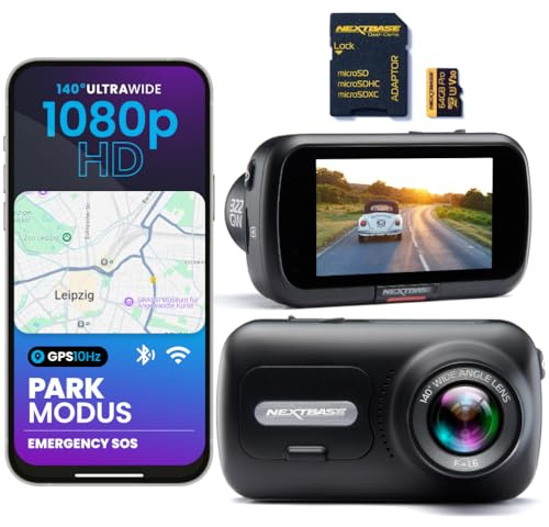 Nextbase® 322GW Dash cam Auto | Modalità di Parcheggio 24/7 | Dashcam Auto 1K 1080p 60fps | Schermo Tattile da 2,5 Telecamera | Camera con Angolo di Visione di 140° | MicroSD da 64 GB Inclusa