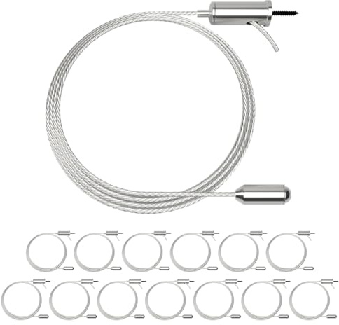 Litezone 14 Pack Hexagon Garage Light Hanging Cable Kit, Adjustable 1.0M Stainless Steel Suspension Wire Rope Set, Heavy Duty 1.5mm Lighting Hanging Kit for Hex LED Lights, Max Load 6.6lbs