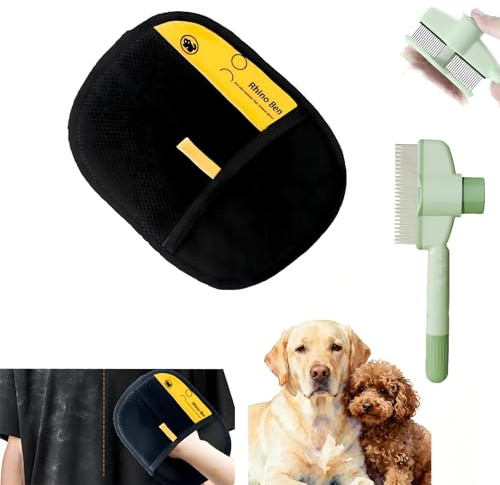 EVIMAR Pet Hair Remover Gloves for Dogs and Cats, Electrostatic Grooming Gloves for Furniture, Car, Couch & Carpet, Reusable & Washable - with FREE Deshedding Brush (1 Glove + 1 Brush