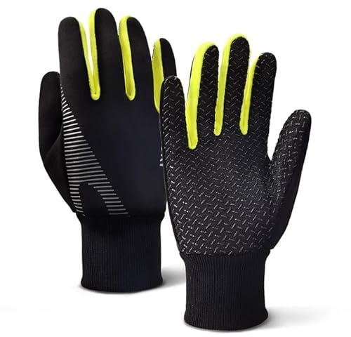 LEHEEYWT Kids Thermal Gloves, Anti-Slip Waterproof Winter Gloves for Boys Girls 5-9 Years Ski Football Cycling Running Walking (green, M)