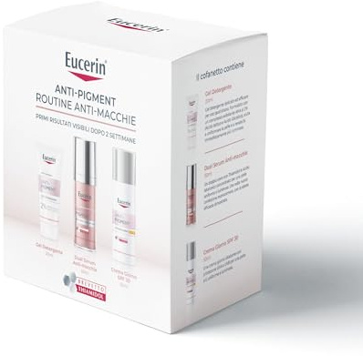 Eucerin Skincare Kit Anti-Pigment Routine Anti-Macchie, Cofanetto regalo donna beauty antimacchie con Siero Viso Dual Serum 30 ml, Crema Giorno SPF30 50 ml e Mini Gel Detergente Viso 200 ml